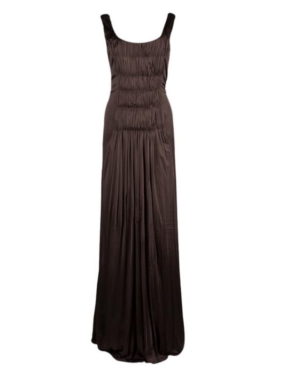 Alberta Ferretti Chocolate Brown Ruched Maxi Dress